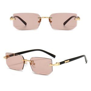 Detroit Style Square Rimless Sunglasses PINK